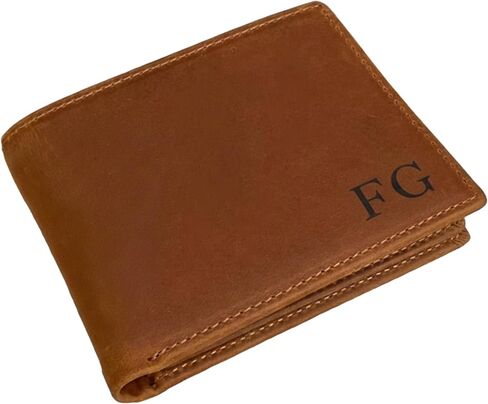 Personalized Leather Wallet for Men, Custom Monogram Initial Wallets - Engraved Name Wallet for Him, Dad, Husband, Son, Grandpa - Perfect for Weddings, Anniversaries, Birthday, Graduation (DARK BROWN) in Saudi Arabia