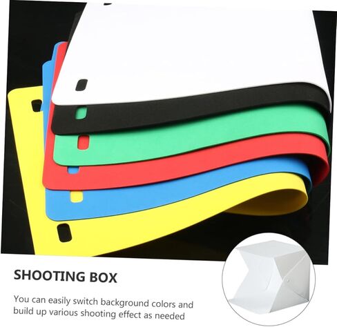 Housoutil Mini Photo Box خيمة إضاءة LED محمولة مقاس 20 سم استوديو تصوير فوتوغرافي صغير قابل للطي وناعم مع خلفية بلونين لتصوير المنتج in Kuwait