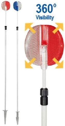 NuVue 2666 46" - 72" Blue & WhiteTelescopic Driveway Marker Reflector - Quantity 8 in Kuwait