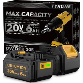 Tyrone 2-Pack 20V Max Battery for DeWalt 6.0Ah Lithium Ion القدرة الحقيقية المتوافقة مع أدوات الطاقة من سلسلة بطاريات Dewalt 20 Volt in Kuwait