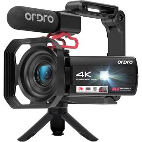 ORDRO Z36 Video Camera Camcorder, 4K 64MP Vlogging Camera for YouTube 18X Digital Zoom 3.0’’ Rotation Screen, IR Night Vision with Microphone, Lens Hood, Handheld Stabilize, 32G Card & 2 Batteries in Saudi Arabia