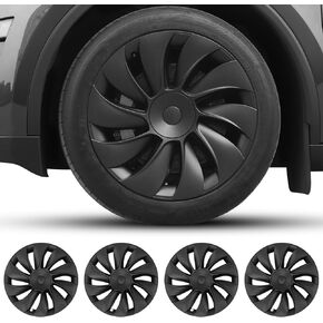 Hubcaps for Tesla Model Y Juniper 2026, 19 Inch Matte Black Wheel Covers with Center Caps, Cross-Spoke Design Rim Protectors, Easy Clip-On Installation, for Model Y Juniper Accessories in Kuwait