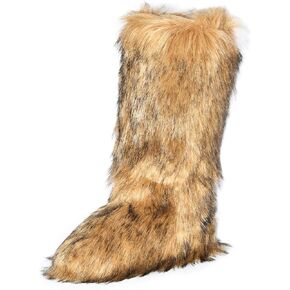 Wild Diva MELANIE-39 Women's Y2K Rave Trendy Fluffy Faux Fur Knee-High Winter Fashion Snow Boots in Kuwait