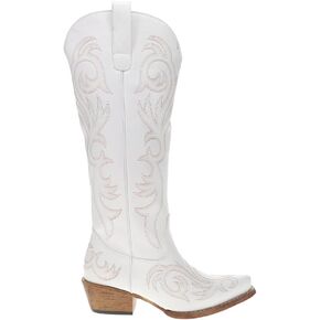 Roper Womens Ryder Embroidered Snip Toe Pull On Casual Boots Knee High Low Heel 1-2" - White in Kuwait