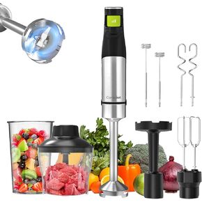 Consciot 4 in 1 غمر يدوية الخلاط Max 1100W ، مستحلب عصا سلكية مع عمود خلاط من الفولاذ المقاوم للصدأ بالكامل ، والتحكم في سرعة الزناد ، للمزج ، والضرب ، والزبد ، والخلط والمزيد ، غير BPA in Kuwait