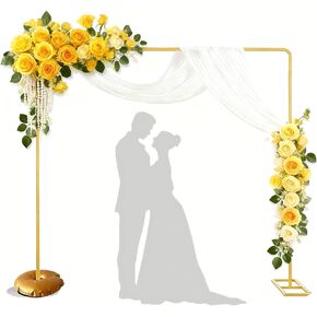 6.6FT Wedding Square Backdrop Stand Gold Wedding Arch Backdrop Stand for Wedding Party, Valentine's Day, Birthday, Anniversary, Baby Shower Support Decorations in Saudi Arabia