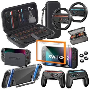 Switch 2 Slim Carry Case Accessories لـ Nintendo ، حزمة السفر 11-في 1: حامي شاشة زجاجية ، غلاف واقية قابلة للرسو in Kuwait
