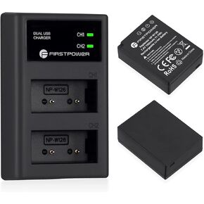 بطارية FirstPower NP-W126 NP-W126S وشاحن USB مزدوج لـ X100V، X100VI، X100F، X-A5، X-A10، X-E4، X-Pro2، X-Pro3، X-T1، X-T2، X-T3، X-T10، X-T20، X-T30، X-T30 II، X-T100، اكس-T200 فاين بيكس in Kuwait
