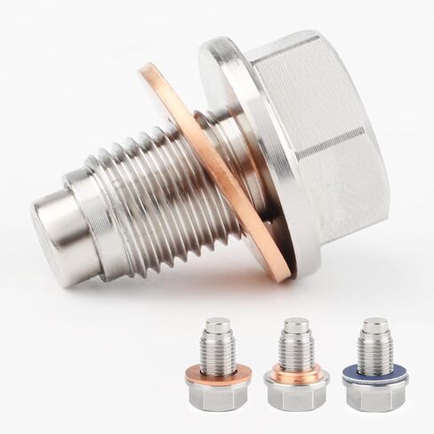 M14 x 1.5 Magnetic Oil Drain Plug, Stainless Steel Engine Drain Bolt with 6Pcs Washers, Fits Honda Civic Accord CR-V, Ford GM Mazda Hyundai KIA Audi RAM Yamaha, Replaces DP001 in Kuwait
