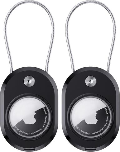 DDJ for Airtag Keychain Holder [2 Pack], IPX8 Waterproof for Air Tag Lock Case with Wire Cable, Ultra Durable Anti-Lost Protective Case for Apple Airtags with Keyring for Luggage, Key, Backpack, Pet in Kuwait