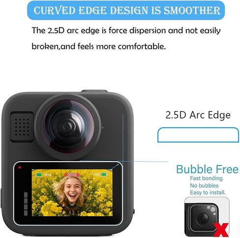 PCTC 3Packs Screen Protector Compatible with GoPro MAX2 (2025)/ GoPro MAX(2019)- 360 Waterproof Action Camera,Ultra Clear Tempered Glass Screen Protector Easy to Install in Saudi Arabia