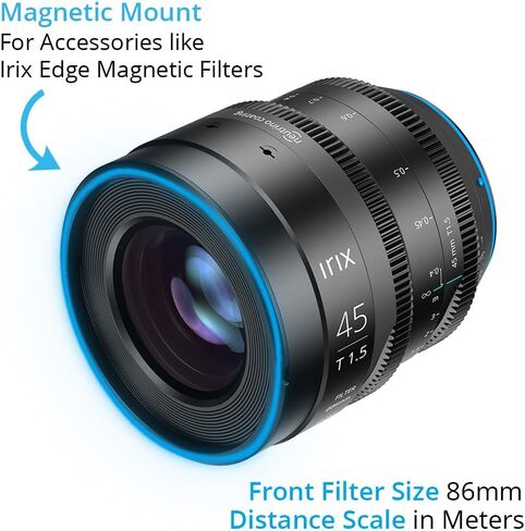 Irix Cine 45mm T1.5 Cinema Lens for Canon RF Mount Cameras | Military Certified for Humidity and Freezing Rain/Icing | Compatible with Magnetic Filters | Distance Scale in Meters in Saudi Arabia