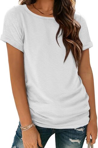 ATHMILE T Shirts Short Sleeve Scoop Neck Tees for Women Fashion Tops Trendy Casual Summer Outfits Clothes 2025 in Saudi Arabia