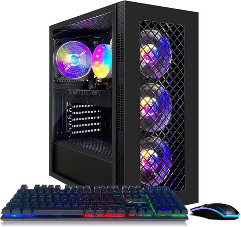 STGAubron Gaming PC Computer Desktop, Intel Core i7 8th Gen up to 4.1GHz, GeForce RTX 3050 6G, 16G DDR4, 1T SSD, WiFi 6, BT 5.2, RGB Fan x6, Windows 11 Home in Kuwait