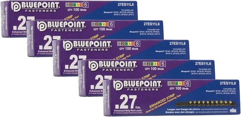 BLUEPOINT .27 Cal شريط محسّن لتحميل المسحوق باللون الأرجواني/الأسود (المستوى 6)، أدوات تثبيت شديدة التحمل تعمل بالمسحوق. تحتوي كل عبوة على 500 وحدة، تثبيت احترافي. البند رقم 27ES11L6. 5 عبوات وفر 10 دولارات in Kuwait