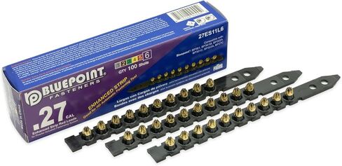 BLUEPOINT .27 Cal شريط محسّن لتحميل المسحوق باللون الأرجواني/الأسود (المستوى 6)، أدوات تثبيت شديدة التحمل تعمل بالمسحوق. تحتوي كل عبوة على 500 وحدة، تثبيت احترافي. البند رقم 27ES11L6. 5 عبوات وفر 10 دولارات in Kuwait