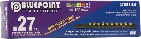 BLUEPOINT .27 Cal شريط محسّن لتحميل المسحوق باللون الأرجواني/الأسود (المستوى 6)، أدوات تثبيت شديدة التحمل تعمل بالمسحوق. تحتوي كل عبوة على 500 وحدة، تثبيت احترافي. البند رقم 27ES11L6. 5 عبوات وفر 10 دولارات in Kuwait