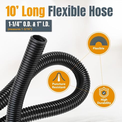 POWERTEC 70175V 10 Ft. Dust Collection Hose with 5 Fittings Kit for Woodworking Power Tools Home & Wet/Dry Shop Vacuums in Saudi Arabia