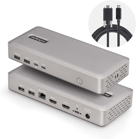 Startech.com USB-C station (USB4) ، شاشات Triple 4K 60Hz ، تصل إلى 100 واط شحن كمبيوتر محمول ، 2.5GBE ، بدون سائق ، وليس متوافق مع MACOS in Saudi Arabia