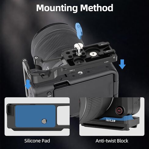 Nitze Handgrip for Canon R50 V Camera, R50V L-Shape Hand Grip with Quick Release Plate for Arca, Cold Shoe and 1/4" Threaded Holes - T-C08A in Saudi Arabia