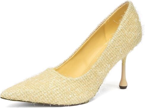 NEWBELLA Women's Faux Fur Stiletto Pumps Slip On High Heels Elegant Dress Shoes for Holiday Party Evening in Saudi Arabia