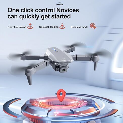 طائرة بدون طيار TF88S قابلة للطي مع كاميرا مزدوجة 1080 بكسل وFPV، تحكم في تطبيق الشاشة والهاتف المحمول، متابعة تلقائية (اتبعني)، إقلاع/هبوط بمفتاح واحد، مثالية للمبتدئين، تتضمن بطاريتين in Kuwait