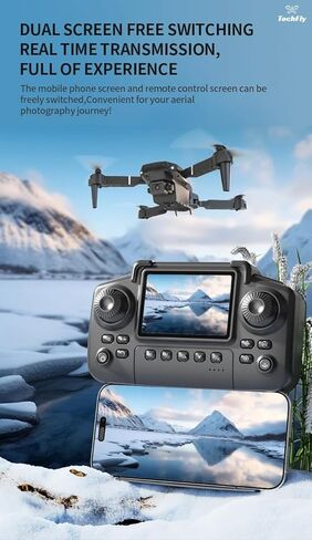 طائرة بدون طيار TF88S قابلة للطي مع كاميرا مزدوجة 1080 بكسل وFPV، تحكم في تطبيق الشاشة والهاتف المحمول، متابعة تلقائية (اتبعني)، إقلاع/هبوط بمفتاح واحد، مثالية للمبتدئين، تتضمن بطاريتين in Kuwait