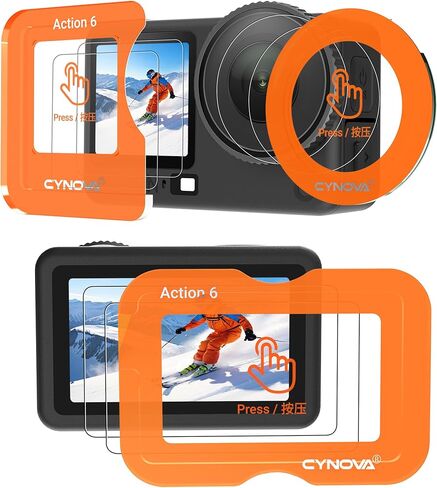 واقي شاشة CYNOVA Osmo Action 6 لملحقات DJI Osmo Action 6، مع مجموعة المحاذاة التلقائية. فيلم شاشة LCD من الزجاج المقسى، فائق الدقة، صلابة 9H، مقاوم للخدش in Saudi Arabia