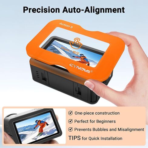 واقي شاشة CYNOVA Osmo Action 6 لملحقات DJI Osmo Action 6، مع مجموعة المحاذاة التلقائية. فيلم شاشة LCD من الزجاج المقسى، فائق الدقة، صلابة 9H، مقاوم للخدش in Saudi Arabia