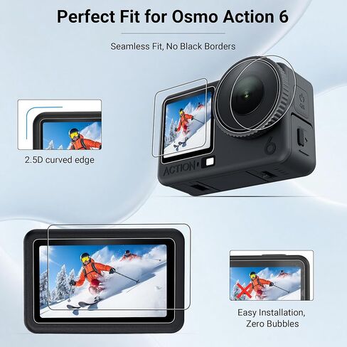 واقي شاشة CYNOVA Osmo Action 6 لملحقات DJI Osmo Action 6، مع مجموعة المحاذاة التلقائية. فيلم شاشة LCD من الزجاج المقسى، فائق الدقة، صلابة 9H، مقاوم للخدش in Saudi Arabia