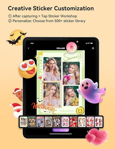 حامل Photo Booth لجهاز ipad مخصص بشعار معدني لصور السيلفي يناسب أجهزة iPad مقاس 10.2 بوصة و10.9 بوصة و12.9 بوصة، ويوفر برنامج Cyratok ومزامنة الموسيقى للأحداث والإيجارات والاستخدام التجاري (حقيبة الطيران) in Saudi Arabia