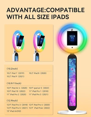 حامل Photo Booth لجهاز ipad مخصص بشعار معدني لصور السيلفي يناسب أجهزة iPad مقاس 10.2 بوصة و10.9 بوصة و12.9 بوصة، ويوفر برنامج Cyratok ومزامنة الموسيقى للأحداث والإيجارات والاستخدام التجاري (حقيبة الطيران) in Saudi Arabia