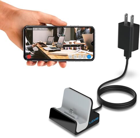 كاميرا شاحن LIZVIE USB-C: شاحن كاميرا مخفية بدقة 1080 بكسل عالية الدقة وواي فاي 2.4 جيجا ورؤية ليلية واكتشاف الحركة على مدار الساعة طوال أيام الأسبوع - أمان غير مرئي للمنزل والمكتب in Kuwait