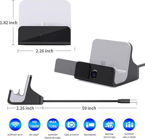 كاميرا شاحن LIZVIE USB-C: شاحن كاميرا مخفية بدقة 1080 بكسل عالية الدقة وواي فاي 2.4 جيجا ورؤية ليلية واكتشاف الحركة على مدار الساعة طوال أيام الأسبوع - أمان غير مرئي للمنزل والمكتب in Kuwait
