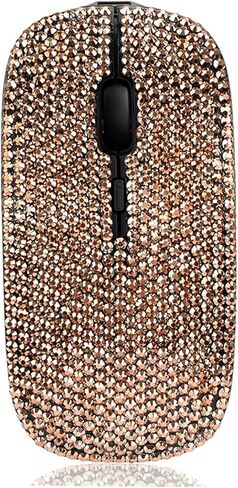 Bling Wireless Mouse Sparkly, Silver Rhinestone Glitter Computer Mouse Wireless with USB Receiver for Girls, Bedazzled Cute Mice for Laptop, PC, Notebook, MacBook Gift in Kuwait