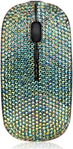 Bling Wireless Mouse Sparkly, Silver Rhinestone Glitter Computer Mouse Wireless with USB Receiver for Girls, Bedazzled Cute Mice for Laptop, PC, Notebook, MacBook Gift in Kuwait