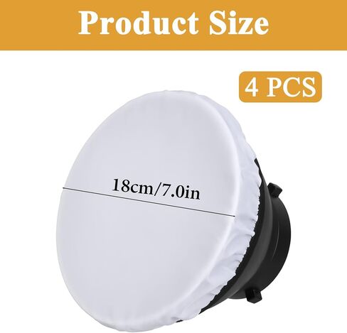 4 Pcs Lamp Diffuser 7 Inches/ 18 cm Light Diffuser Soft Cover Light Bulb Diffusers for Strobe Flash Lights Speedlite Standard Reflector White in Saudi Arabia