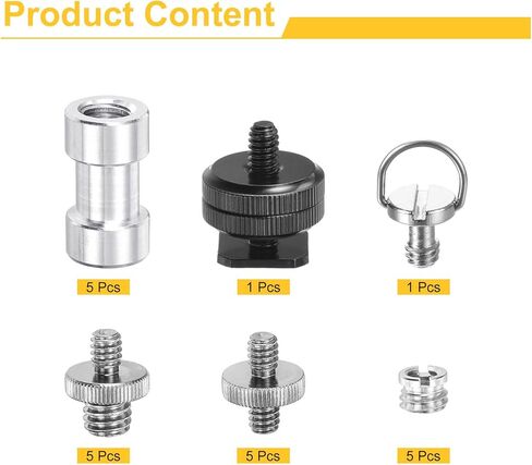 MECCANIXITY Camera Screw Mount Set, Double End Screw, Double Threaded Screw, C Ring and Female Screw for Camera, Tripod Screw Adapter, Monopod, Flash Light in Saudi Arabia