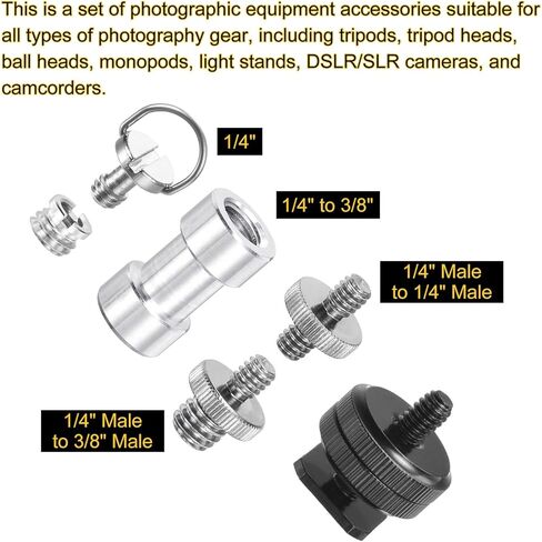 MECCANIXITY Camera Screw Mount Set, Double End Screw, Double Threaded Screw, C Ring and Female Screw for Camera, Tripod Screw Adapter, Monopod, Flash Light in Saudi Arabia