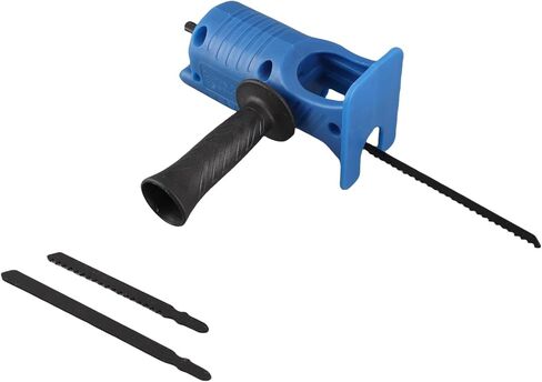 Electric Reciprocating Saw, Portable Electric Jig Saw for Wood Metal Cutting, Electric Drill Tool Attachment, Electric Hand Saw with 3 Saw Blades, Blue in Saudi Arabia