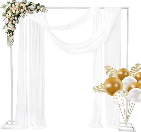8.2FT Heavy Duty Adjustable Backdrop Stand Kit Square Wedding Arch Balloon Arch for Photo Booth Background Baby Shower Birthday Party Decorations in Kuwait