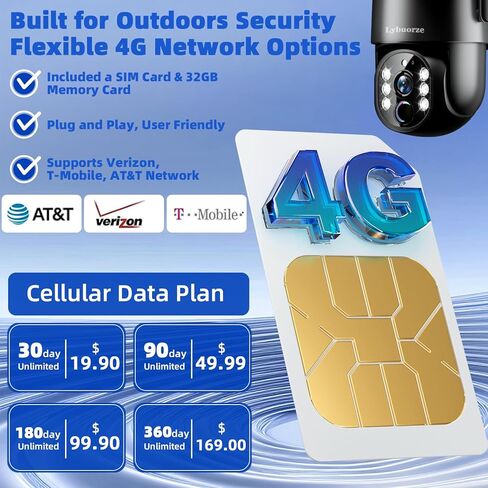 4G LTE Cellular Solar Security Camera Outdoor, No WiFi Needed, 4MP HD Color Night Vision, 360° Pan-Tilt, Built-in SIM Card, AI Motion Detection, 2-Way Talk for Jobsite/Farm in Kuwait