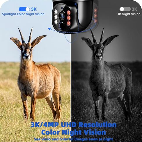 4G LTE Cellular Solar Security Camera Outdoor, No WiFi Needed, 4MP HD Color Night Vision, 360° Pan-Tilt, Built-in SIM Card, AI Motion Detection, 2-Way Talk for Jobsite/Farm in Kuwait