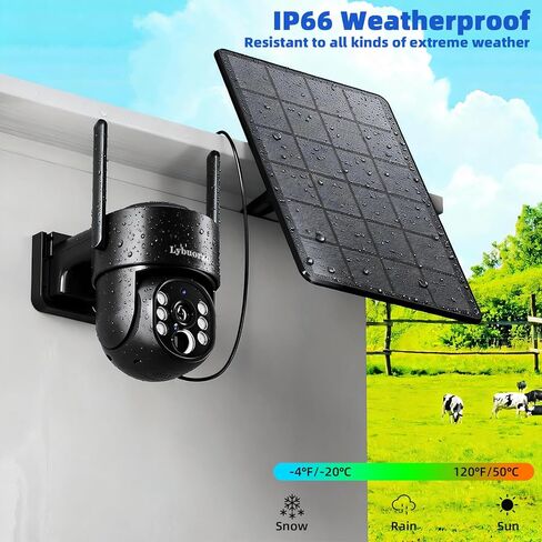 4G LTE Cellular Solar Security Camera Outdoor, No WiFi Needed, 4MP HD Color Night Vision, 360° Pan-Tilt, Built-in SIM Card, AI Motion Detection, 2-Way Talk for Jobsite/Farm in Kuwait