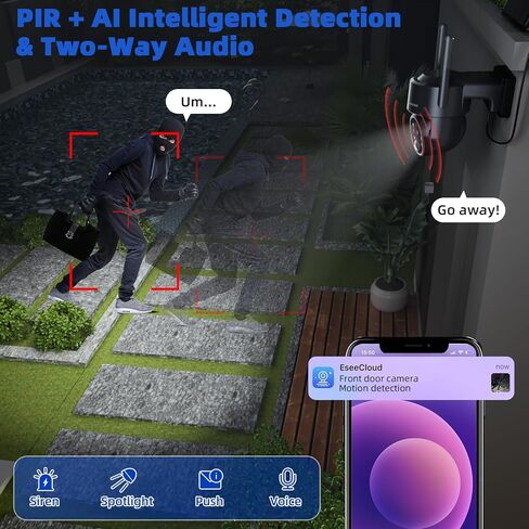 4G LTE Cellular Solar Security Camera Outdoor, No WiFi Needed, 4MP HD Color Night Vision, 360° Pan-Tilt, Built-in SIM Card, AI Motion Detection, 2-Way Talk for Jobsite/Farm in Kuwait