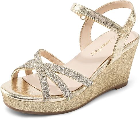 DREAM PAIRS Girls Wedge Sandals Flatform Open Toe Summer Platform Sandals Flower Wedding Party for Little Kid/Big Kid in Saudi Arabia