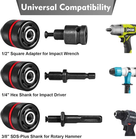 Keyless Drill Chuck 1/2" 20UNF for Milwaukee – 1.5-13mm Self-Tightening Quick Change Chuck, Fits M18/M12 Drills & Impact Drivers, Alloy Steel Construction in Saudi Arabia