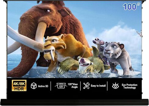 IN&VI 100" Motorized Floor Rising Projector Screen for Ultra Short Throw Projector,Motorized Projector Screen 4KUltra HD Active,ALR CLR Movie Screen for Home Theater in Kuwait