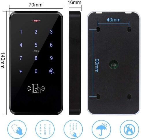 لوحة مفاتيح RFID مقاومة للماء بالكامل، مجموعة نظام التحكم في الوصول المستقل، مصدر طاقة DC12V/3A، قفل مزلاج كهربائي معدني، زر تحرير الخروج، 10 حلقات مفاتيح RFID in Kuwait
