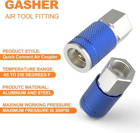 GASHER 12 قطعة وصلة هواء سريعة التوصيل مقاس 1/4 بوصة مقاس خيوط أنثى NPT، وصلة صناعية أنثى مقاس 1/4 بوصة، (نمط T) in Saudi Arabia